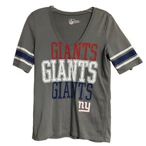 NFL New York Giants Gray V Neck T Shirt Sz S Cotton Blend
